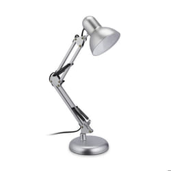 Relaxdays Lampe de chevet rétro bras articulé douille E27 abat-jour inclinable métal pour bureau/table argenté