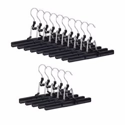 Cintres-Pinces lot de 15 pour Pantalons et Jupes métal caoutchouc pinces crochet rotatif 360° 26 cm noir