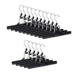 Cintres-Pinces lot de 15 pour Pantalons et Jupes métal caoutchouc pinces crochet rotatif 360° 26 cm noir