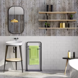 Porte-serviettes, 3 barres, fer et verre trempé, h x l x p : env. 79 x 45 x 20 cm, pour salle de bain, noir - Relaxdays