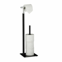 Relaxdays - Serviteur de wc, pour stocker jusqu'à 4 rouleaux, non fixe, h x l x p : env. 71 x 20 x 20 cm, blanc/argenté