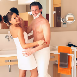 Porte-serviettes non fixe, 2 barres, acier, h x l x p : env. 81 x 48 x 20 cm, pour salle de bain, blanc - Relaxdays
