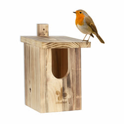 Relaxdays - Nichoir d'extérieur pour oiseaux semi-cavernicoles, bois naturel, à suspendre, trou envol HL 95x55 mm, nature