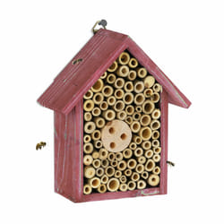Relaxdays - Maison à insectes, hôtel à insectes, à suspendre, non-traité, coléoptères, HxLxP : 20x17x8,5 cm, bois, rouge