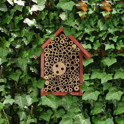Relaxdays - Maison à insectes, hôtel à insectes, à suspendre, non-traité, coléoptères, HxLxP : 20x17x8,5 cm, bois, rouge