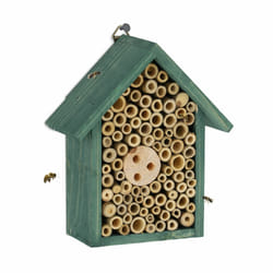 Relaxdays - Maison à insectes, hôtel à insectes, à suspendre, non-traité, coléoptères, HxLxP : 20x17x8,5 cm, bois, vert