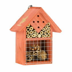 Relaxdays Maison à insectes, hôtel à insectes, à suspendre, non-traité, coléoptères, HxLxP : 21x17,5x9 cm, bois, orange