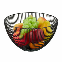 Relaxdays - Corbeille à fruits et légumes, en métal (fer), ronde, panier au design moderne, h x d : 14 x 25 cm, noire