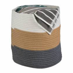 Relaxdays - Panier de rangement en coton, avec anses, pliable, style bohème, tressé, HxD : 30 x 28 cm, multicolore