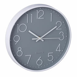 Relaxdays - Horloge murale moderne, fonctionne avec une pile, diamètre 30 cm, pour salle de bain ou cuisine, gris/blanc