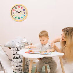 Relaxdays - Horloge murale pour enfants, diamètre 30 cm, apprendre à lire l'heure, fille ou garçon, pendule, multicolore