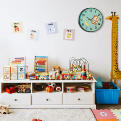 Relaxdays - Horloge murale, analogique, design animalier, ø 29,5 cm, pour chambre d'enfant, turquoise