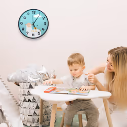 Relaxdays - Horloge murale, analogique, design animalier, lama, ø 29,5 cm, pour chambre d'enfant, bleue