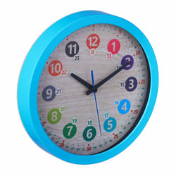 Relaxdays - Horloge murale, apprendre à lire l'heure, diamètre 30 cm, pour chambre d'enfant, fille ou garçon, bleue