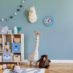 Relaxdays - Horloge murale, apprendre à lire l'heure, diamètre 30 cm, pour chambre d'enfant, fille ou garçon, bleue