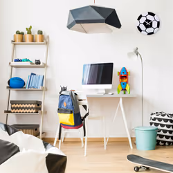 Relaxdays - Horloge murale pour les fans de football, sans nombres, ø 30 cm, chambre enfant/ado, noir et blanc