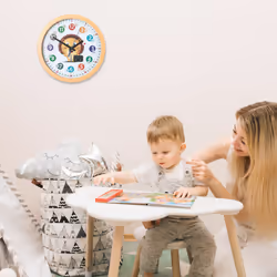 Relaxdays - Horloge murale, apprendre à lire l'heure, design animalier, ø 30 cm, chambre enfant, fille/garçon, multicolore