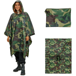 Relaxdays - Poncho multifonctionnel 3 en 1, ciré avec capuche, contre pluie, randonnée, unisexe, camouflage