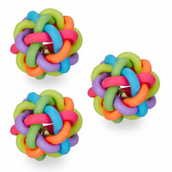 Jouet pour chat et chien en lot de 3, balle avec clochette à l'intérieur, diamètre : 6,5 cm, multicolore - Relaxdays