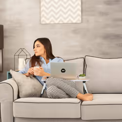Relaxdays Table de lit, tablette canapé, HxLxP : 26x63x40 cm, support pliable, ordinateur portable, MDF, fer, brun clair