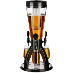 Relaxdays - Distributeur de boissons avec 3 robinets poussoirs, 4 l, réfrigération, extérieur, transparent - noir