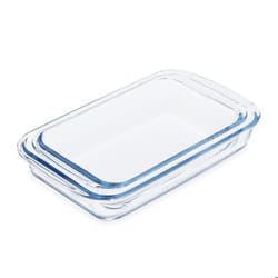 Relaxdays Plat à gratin 2 tailles verre four pour lasagnes gratin tiramisu lavable au lave-vaisselle transparent