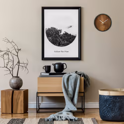Relaxdays - Horloge murale, fonctionne avec pile, analogique, sans nombres, moderne, diamètre 29,5 cm, marron/noir