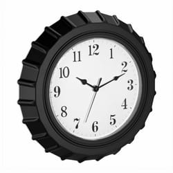 Relaxdays - Horloge murale, en forme de capsule, fonctionne avec pile, analogique, aiguille pour secondes, ø 33 cm, noire