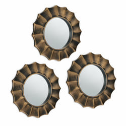 Relaxdays - Lot de 3 miroirs, forme ronde avec ornements, diamètre de 25 cm, décoration, plastique, doré