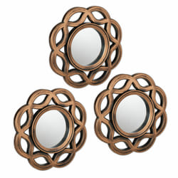 Relaxdays - Lot de 3 miroirs, forme ronde avec ornements, diamètre de 25 cm, intérieur, entrée, décoration, doré - noir