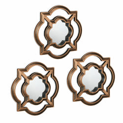 Relaxdays - Lot de 3 miroirs, design vintage, HxL : 25,5 x 25,5 cm, salon, chambre, décoration, doré - noir