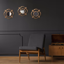 Relaxdays - Lot de 3 miroirs, design vintage, HxL : 25,5 x 25,5 cm, salon, chambre, décoration, doré - noir