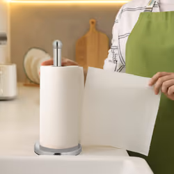 Relaxdays Dérouleur non fixe essuie-tout, acier inoxydable, support pour cuisine, HxD : 35 x 15 cm, accessoire, argenté