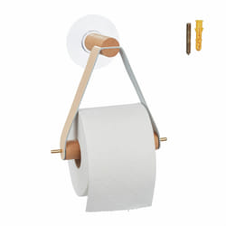 Relaxdays - Support papier toilette en bois, salle de bain & wc, mural, autocollant, HxLxP: 18x18x8 cm, moderne, nature