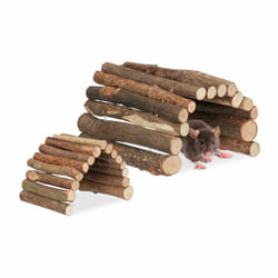 Relaxdays - Pont en bois pour rongeurs, lot 2, flexible, accessoire pour cage, hamster & souris, 2 tailles, refuge, nature