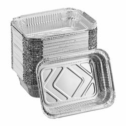 Relaxdays - Barquettes alimentaires, Lot de 50, récupération graisse, barbecue, l x p : 18,5 x 13 cm, aluminium, argenté