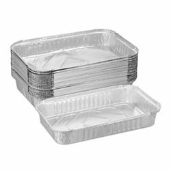 Barquettes alimentaires, Lot de 25, récupération graisse, barbecue, l x p : 31 x 21 cm, aluminium, argenté - Relaxdays