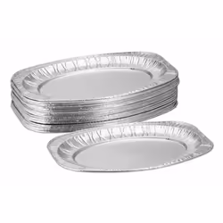 Relaxdays 10043366, Assiette de service, Ovale, Aluminium, Argent, 0 - 260 °C, 350 mm