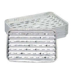 Relaxdays - Barquettes alimentaires, Lot de 25, fond troué, max. 260°C, barbecue, l x p : 34 x 22 cm, aluminium, argenté
