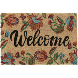Relaxdays - Paillasson, fibres de coco, design floral, inscription, antidérapant, 40x60 cm, intérieur et extérieur, coloré