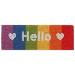 Relaxdays - Paillasson fibres coco, Hello, arc-en-ciel, résistant à la pluie, 75x25 cm, intérieur extérieur, mutilcolore