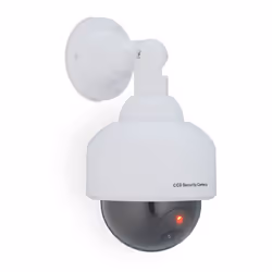 Relaxdays Fausse caméra de surveillance en dôme lumière LED clignotante dissuade intrus intérieur/extérieur blanche