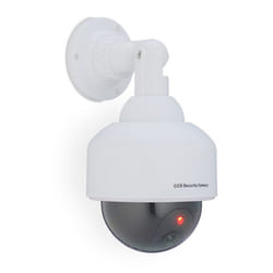 Relaxdays Fausse caméra de surveillance en dôme lumière LED clignotante dissuade intrus intérieur/extérieur blanche