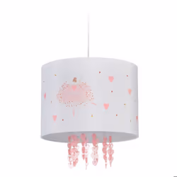 Relaxdays Lampe à suspension chambre enfant abat-jour motif ballerine HxD : 158x35 cm luminaire suspendu blanc/rose