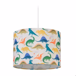 Relaxdays Luminaire abat-jour orné de dinosaures  douille E27 HD env. 145 x 35 cm pour chambre d’enfant multicolore