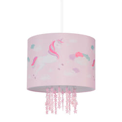Relaxdays - Luminaire, abat-jour orné de licornes, douille E27, hd env. 158 x 35 cm, pour chambre d'enfant, rose