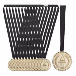 Lot de 12 Médailles dOr - Enfants - Plastique - Fête dAnniversaire - Récompense - Joyeux