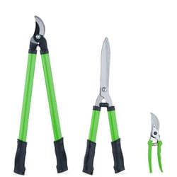 Relaxdays - Lot d'outils de jardinage, pour bois vert, sécateur, cisaille & taille-haie manuel, lame en acier, vert
