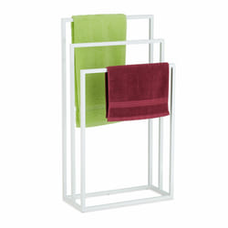 Porte-serviettes, 3 barres, acier, h x l x p : 82,5 x 46 x 21 cm, support sèche-draps de bain à poser, blanc - Relaxdays