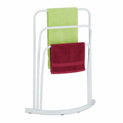 Relaxdays Porte-serviettes non fixe, 3 barres, HxLxP: 86 x 66 x 21 cm, support salle de bain, semi-circulaire, blanc